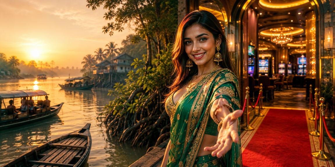 সুন্দরবন অঞ্চলে ক্যাসিনো বেটিংয়ের জন্য মোবাইল লেনদেন করছেন একজন বাংলাদেশি ব্যবহারকারী
